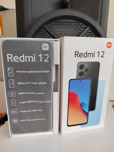 telefon xiaomi: Xiaomi Redmi 12 5G, 256 GB, rəng - Qara, 
 Düyməli, Barmaq izi, Face ID