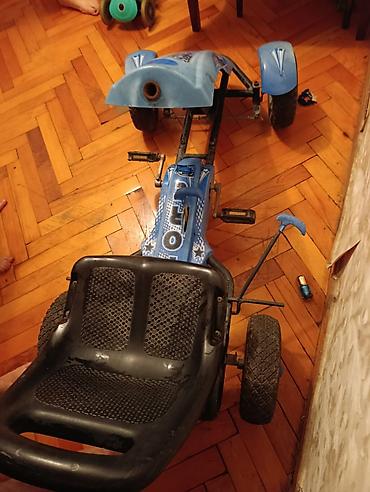 deri plas: Uşaq pedallı kart (go-kart) - Rəng: mavi, dekorativ “KART / SPEED” — 3