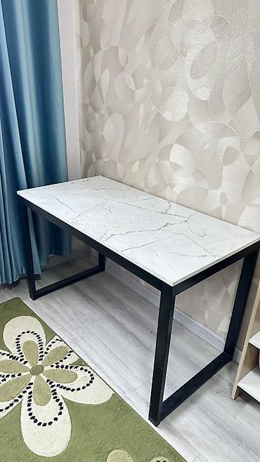 study table: Стол в стиле лофт с имитацией мрамора - Столешница: прямоугольная — 1
