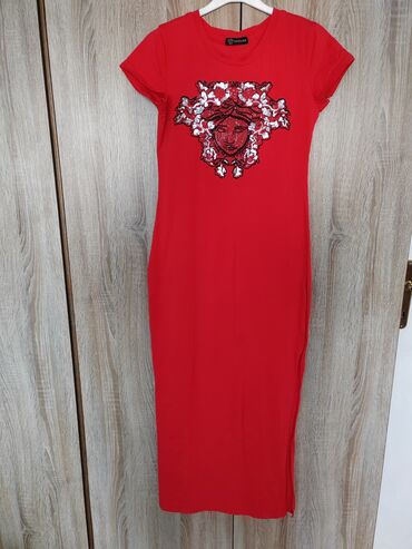 pamučne haljine novi sad: Versus Versace L (EU 40), bоја - Crvena, Drugi stil, Kratkih rukava