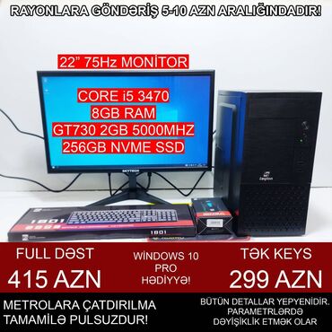Masaüstü kompüterlər və iş stansiyaları: Oyun üçün Kompüter "Legion Core i5 3470 GT730 2GB 256GB NVME” ⭐Tək — 1