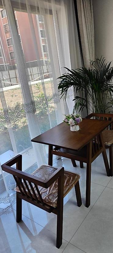 table study: Кухонный стол и стул, Новый, Самовывоз, Бесплатная доставка, цвет - Коричневый — 2