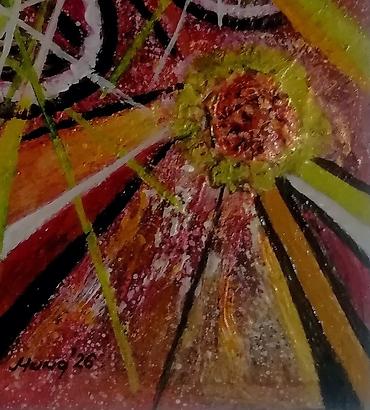 kuhinje forma ideale elementi: Apstraktna slika na ogledalu 20x14cm, rađena akrilnim bojama veselog — 2
