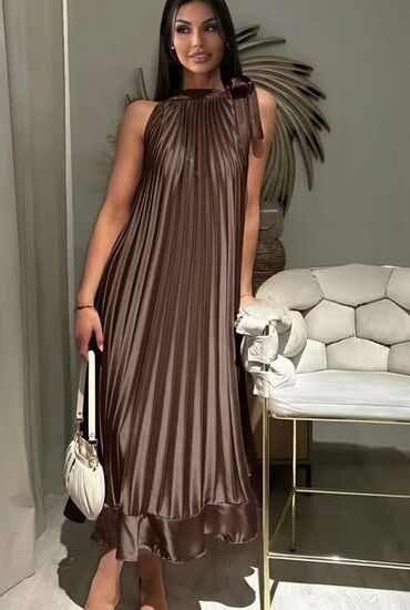 2XL (EU 44), 3XL (EU 46), 4XL (EU 48), color - Brown, Evening, Without sleeves