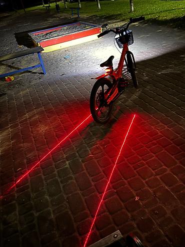 velosiped isiqlari: Velosiped üçün ön fənər və arxa lazer stop işığı. lazer işıq batareya🔋 — 9