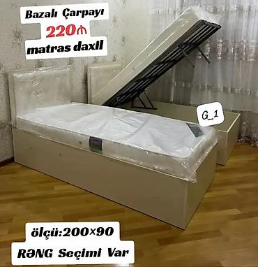 islenmis plastik qapi: Bazalı çarpayı – 200×90 sm • Qiymət: 220₼ • Matras daxildir • Rəng — 3