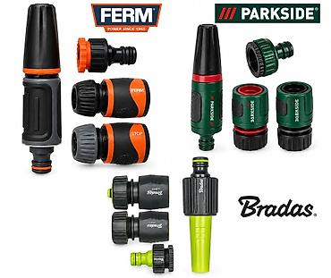 Setovi priključaka i prskalica za baštensko crevo – FERM, PARKSIDE i