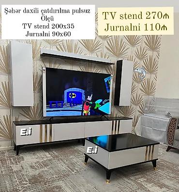 otaq bitkiləri: TV stend və jurnal masası dəsti - TV stend ölçüsü: 200×35 sm - Jurnal — 1