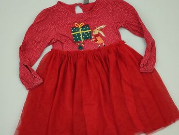 czerwona sukienka z bufiastymi rękawami: Sukienka, Little kids, 8 lat, 122-128 cm, stan - Dobry