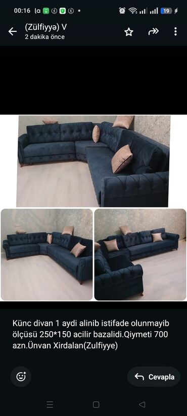 Mətbəx mebeli: Künc divan