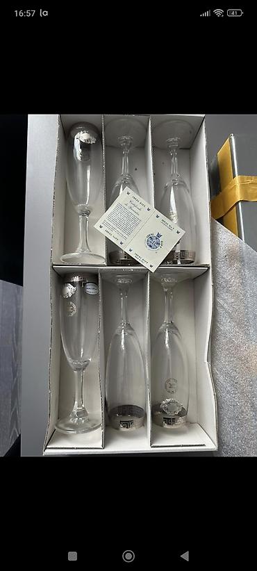 ucuz samavarlar: Qədəhlər, rəng - Gümüşü, Şüşə, 6 ədədli dəst, 500 ml, İtaliya — 1