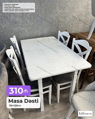 Masa Dəsti – 70×120 sm - Mexanizm: Açılmayan - Stul sayı: 4 ədəd - — 1