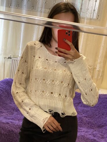 qaqa şalvarları: Sviter, M, rəng - Ağ