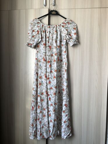 трикотажные платья с цветочным принтом: Повседневное платье, Лето, Длинная модель, M (EU 38)