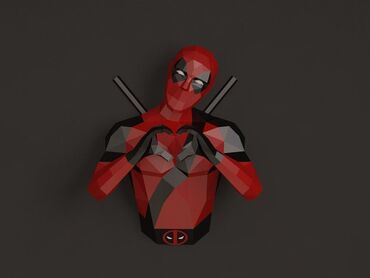 атлас анатомии: Настенная 3D-скульптура в стиле low poly «Дэдпул» - Формат: настенный