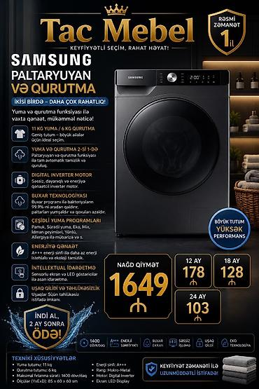 philips xenium 9@9s: Paltaryuyan maşın Samsung, 9 kq, Yeni, Avtomat, Qurutma var, Kredit var, Pulsuz çatdırılma — 6