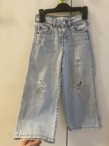 zara cins: Zara uşaq cins şalvarı - Model: geniş kəsim, düz balaq (wide leg) - — 4