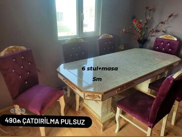 Sifarişlə masa və oturacaq dəstləri: Dördbucaq masa, Qonaq otağı üçün, Zəmanətli — 13