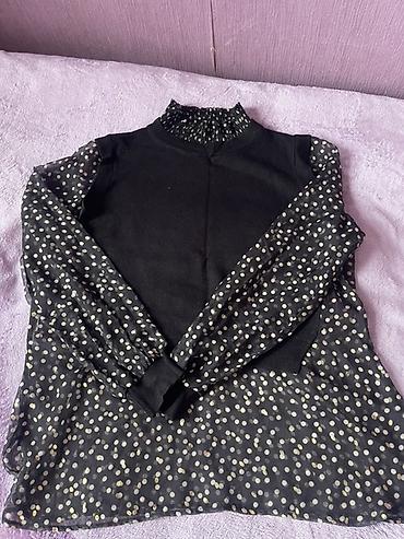 sweatshirt: Qadın bluzası – iki materialın kombinasiyası - Rəng: qara, xırda açıq — 2