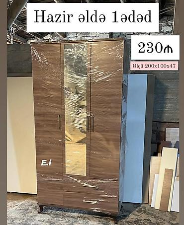Dolablar: Üç qapılı paltar dolabı - Material: taxta teksturalı laminat - Ön — 1