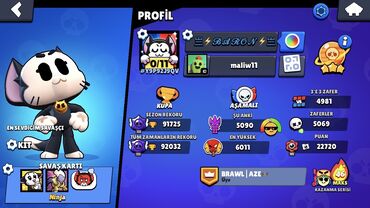 Другие игры и приставки: Brawl Stars oyun hesabı Profil: - İD: maliw11, klan: BRAWL | AZE -