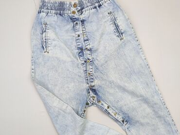 spodnie jeans w kwiaty: Bershka, XS, stan - Dobry