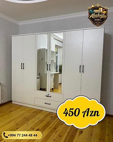 ag mebel: Yeni, 6 qapı, Güzgülü, Ağ, Açılan, Düz dolab — 1