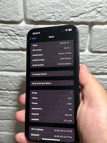 iphone qw: IPhone 14 Plus, Б/у, 256 ГБ, Midnight, Зарядное устройство, Защитное стекло, Кабель, 76 % — 3