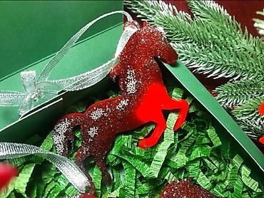 Ёлочные игрушки и шары: Набор из огненных лошадок 3 шт ёлочные игрушки, ручная работа — 5