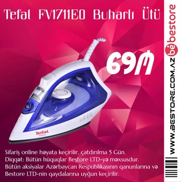 buxarlı əl ütüsü: Buxarlı ütü, Tefal, Kredit yoxdur, Pulsuz çatdırılma, Ödənişli çatdırılma, Rayonlara çatdırılma