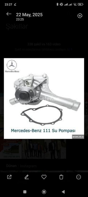 Digər avtomobil ehtiyat hissələri: Mercedes Benz. çeşka üçün su pompası. 5 litrlik antifriz. pompa