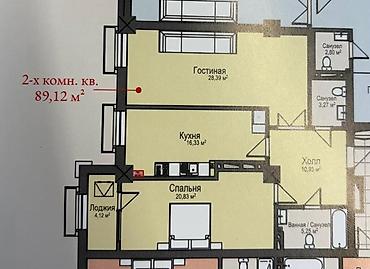 brk group: 2 комнаты, 89 м², Асанбай мкр Элитка, 10 этаж, Требуется ремонт — 3