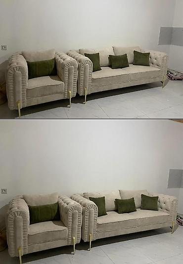 Ev üçün mebel: İşlənmiş, Divan, 2 kreslo, Bazasız, Açılmayan — 1