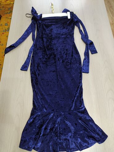 велюровые платья: Вечернее платье, Русалка, Длинная модель, Велюр, С рукавами, S (EU 36)