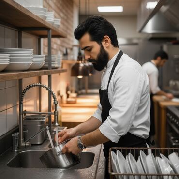 iş axtaran xanimlar: Uzun müddətdi Restoran sverasında Qabyuyan (Steward) işində işləmişəm