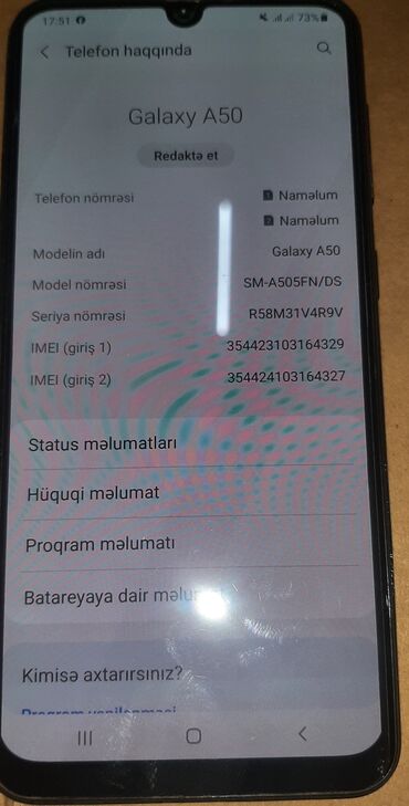 samsun a8: Samsung A50, 64 GB, rəng - Qara, Sensor, İki sim kartlı, Face ID