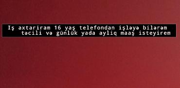Xidmət: Uzaqdan görülə bilən iş vəya çöldən axtarışı - Yaş: 16 - İş