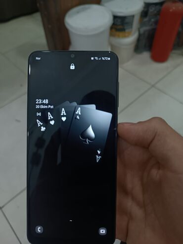 samsun es10: Samsung Galaxy A12, 64 GB, rəng - Qara, Qırıq