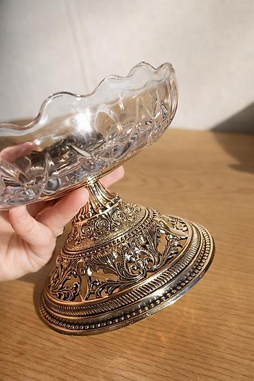 meyve dekor: Vintage konfet qabı / meyvə qabı / şirniyyat qabı ayaqlı Şəffaf — 2