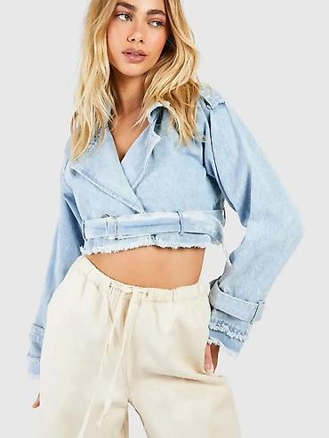sako s: Boohoo crop dzins oversize jakna, 40 velicina — 2