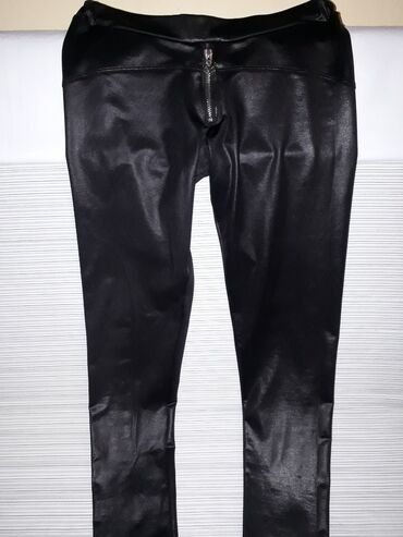 kozne zenske pantalone: S (EU 36), M (EU 38), Veštačka koža, bоја - Crna