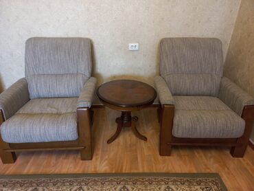диван и два кресла: Гарнитур для зала, Журнальный стол, Кресло, Диван, Б/у