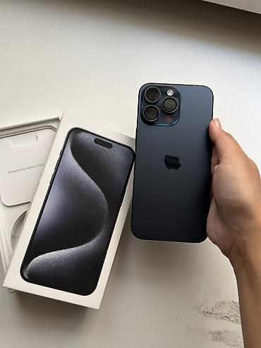 IPhone 15 Pro Max, Б/у, 256 ГБ, Blue Titanium, Коробка, 79 %