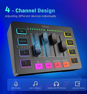 микшерный пульт behringer: 🎛️ FIFINE AmpliGame SC3 — 4-канальный RGB-микшер для профессионального — 3
