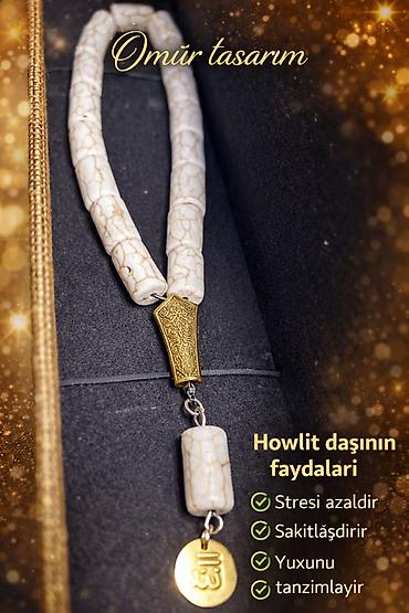 медаль: Howlit daşından dizayn edilmiş təsbeh - Material: Təbii howlit daşı — 1