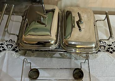 Нержавейки: Paslanmayan poladdan iki bölməli bufet çıxmaqabı (chafing dish) dəsti — 4