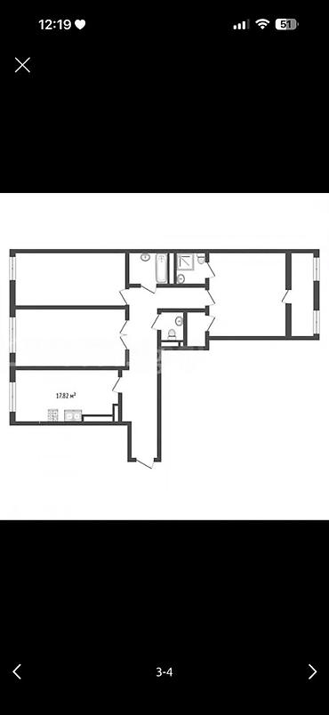 132: 3 комнаты, 132 м², Кок-Жар мкр Элитка, 12 этаж, ПСО (под самоотделку) — 1
