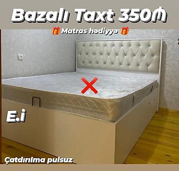 qosa taxt: Bazalı taxt – 350₼ - Rəng: ağ korpus, düyməli, yumşaq başlıq — 1