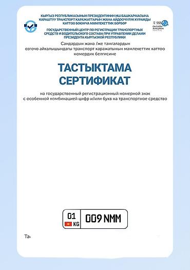 01: Мини торг ‼️Госномер Кыргызстана с особой комбинацией: 01 KG 009 NMM — 2