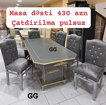 komputer masalari: Qonaq otağı üçün, Yeni, Açılmayan, Dördbucaq masa, 6 stul — 1